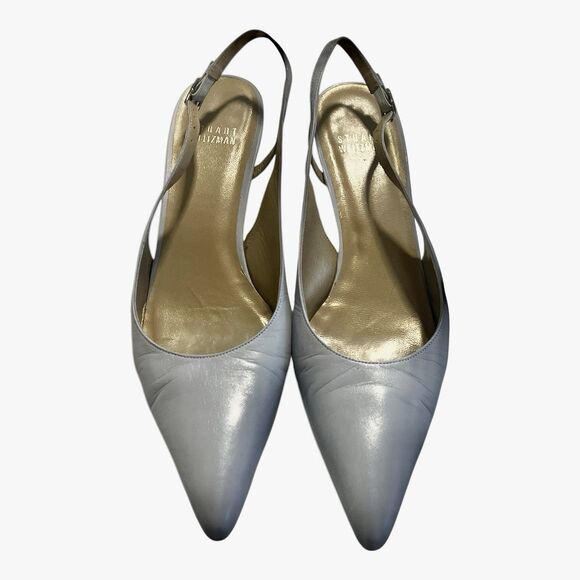 Stuart Weitzman Womens Vinnie ? Slingback Heels US 7.5 B Baby Blue Leather EUC - Picture 2 of 6